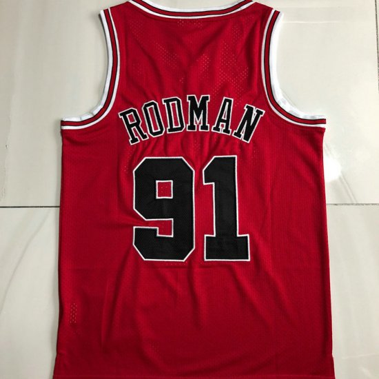 Maillot Basket 91 Rodman Chicago Bulls 1997-98 Rouge