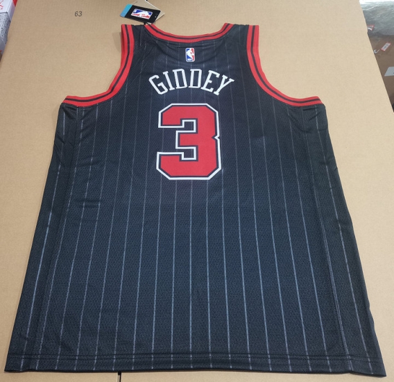 Maillot de Basket 3 Giddey Chicago Bulls Noir Stripe - Cliquez sur l'image pour la fermer