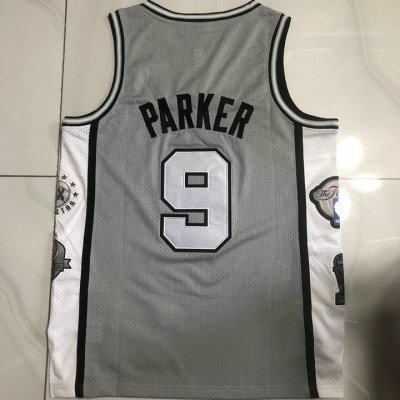 Maillot 9 Tony Parker Spurs Hall of Fame Gris