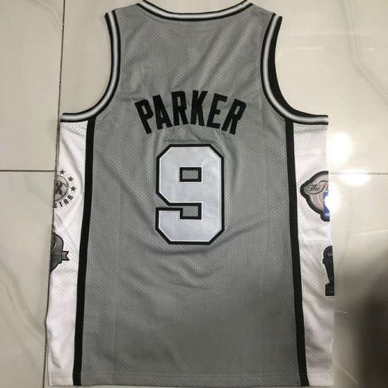 Maillot 9 Tony Parker Spurs Hall of Fame Gris