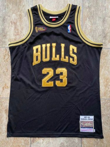 Maillot Basket 23 Jordan Bulls 1997-98 Authentique Noir Or