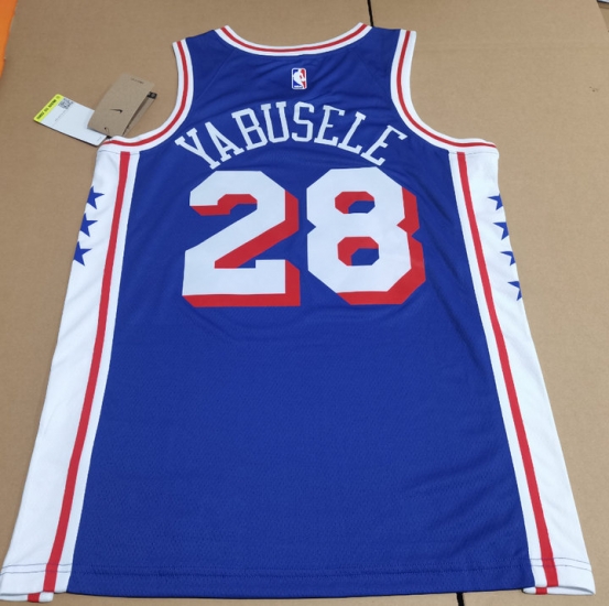 Maillot de Basket NBA 76ers 2023 Yabusele 28 Bleu Col V - Cliquez sur l'image pour la fermer