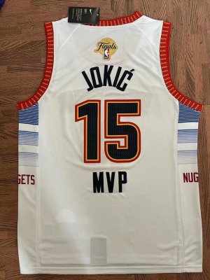 Maillot Basket 15 Jokic MVP Nuggets 2022-23 City Edition Blanc