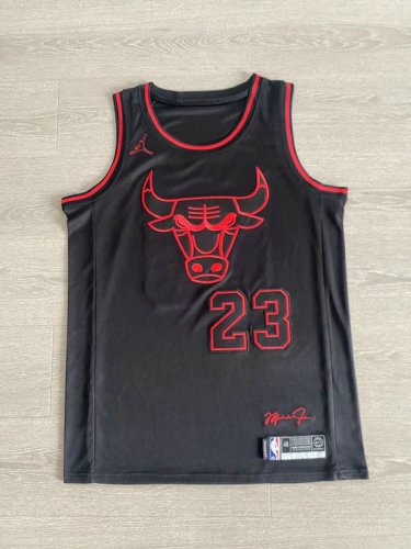 Maillot de Basket 23 Jordan Bulls Noir avec Signature