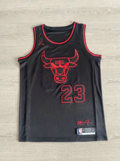 Maillot de Basket 23 Jordan Bulls Noir avec Signature - Cliquez sur l'image pour la fermer