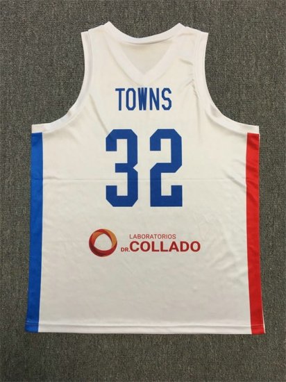 Maillot Basket 32 Towns Dominican Blanc - Cliquez sur l'image pour la fermer