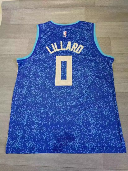 Maillot NBA Milwaukee Bucks 2024 Lillard 0 City Edition Bleu - Cliquez sur l'image pour la fermer