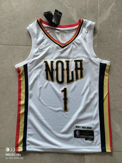 Maillot de Basket 1 Williamson Pelicans 2021-22 City Edition Blanc - Cliquez sur l'image pour la fermer