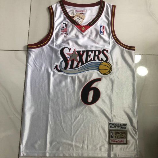 Maillot Philadelphia 76ers Iverson 6 2002 Blanc - Cliquez sur l'image pour la fermer