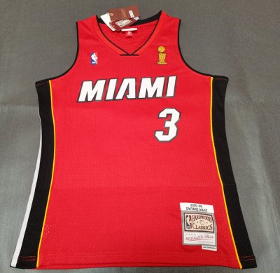 Maillot de Basket 3 Wade Heat 2005-06 Rouge avec patch final