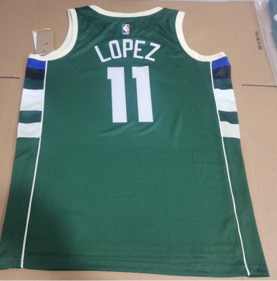 Maillot NBA Milwaukee Bucks 2023 Brook Lopez 11 Vert