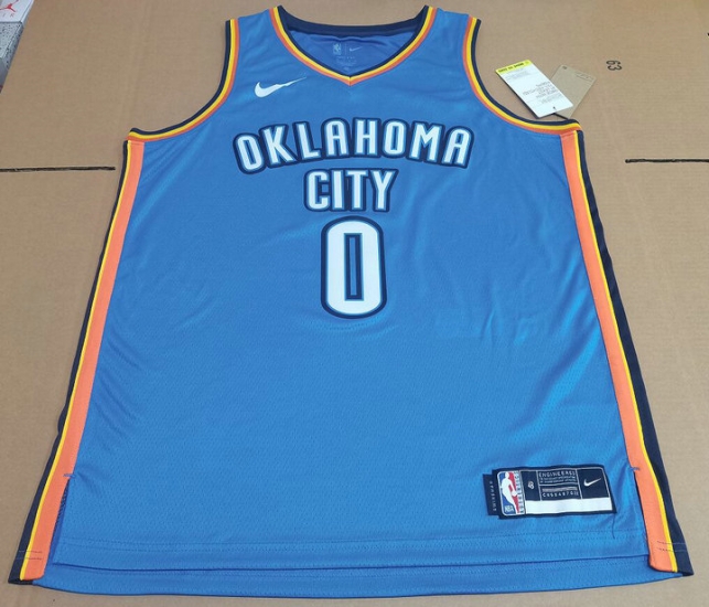 Maillot Nike NBA Russel Westbrook Oklahoma City Thunder City Edition Swingman Bleu - Cliquez sur l'image pour la fermer