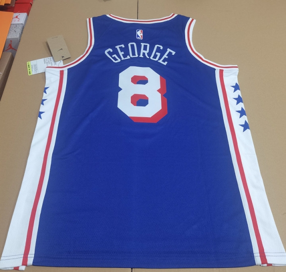 Maillot de Basket NBA 76ers 2025 George 8 City Edition Bleu - Cliquez sur l'image pour la fermer