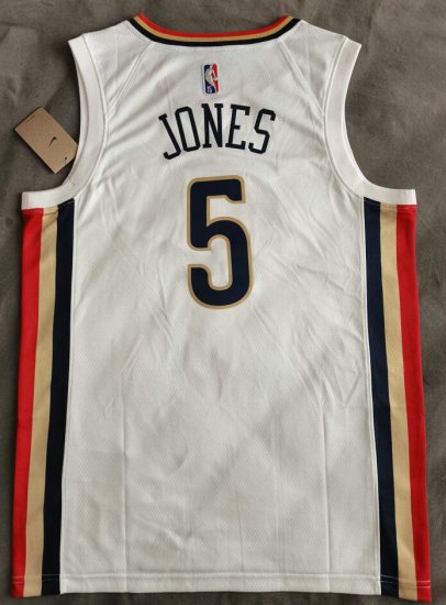 Maillot 5 Jones New Orleans Pelicans 2021-22 City Edition Blanc - Cliquez sur l'image pour la fermer