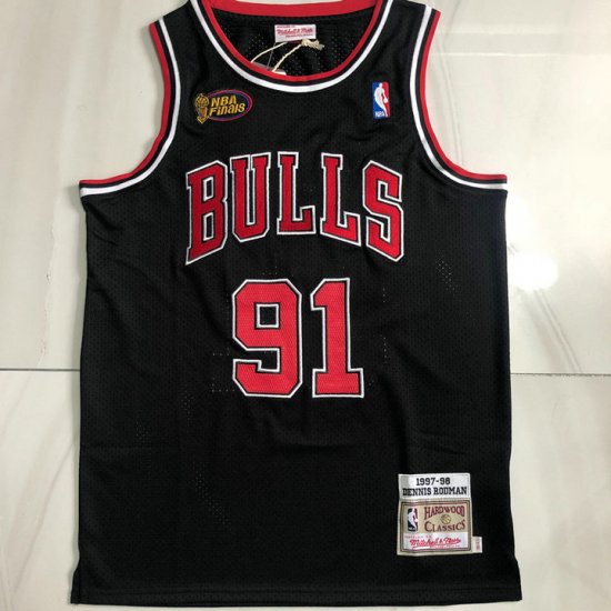 Maillot Basket 91 Rodman Chicago Bulls 1997-98 Finals Noir - Cliquez sur l'image pour la fermer