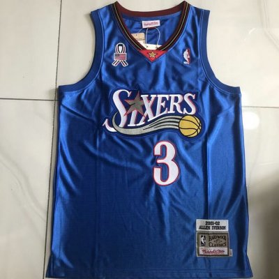 Maillot Philadelphia 76ers Iverson 3 2001-02 Bleu