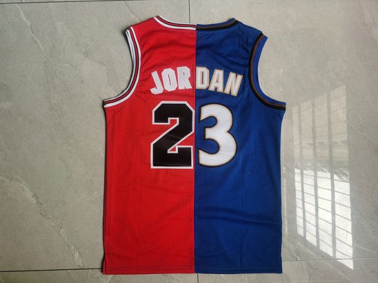 Maillot Basket 23 Jordan Bulls Wizards Split Rouge Bleu