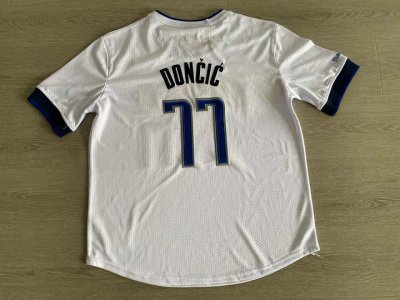 Maillot Basket 77 Doncic Mavericks Blanc Manche Courte