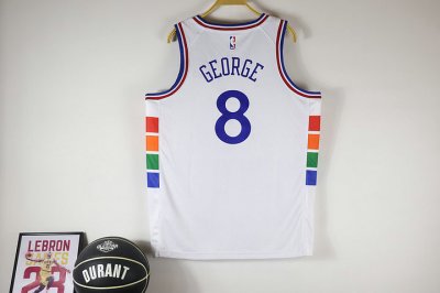 Maillot de Basket NBA 76ers 2025 George 8 City Edition Blanc