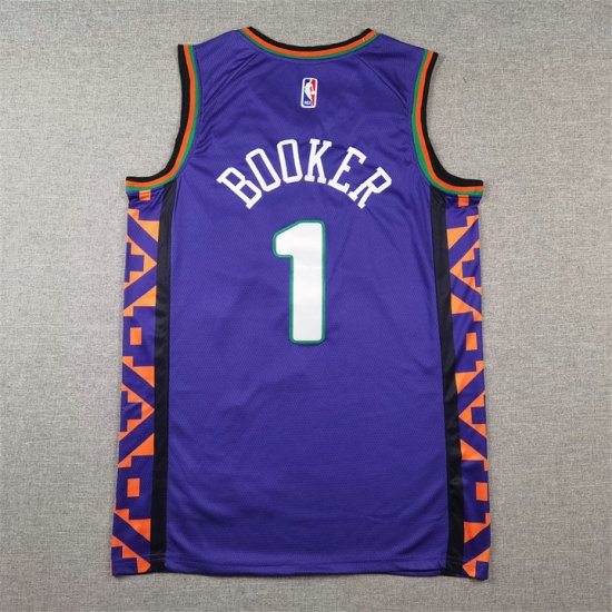 Maillot Phoenix Suns 1 Booker 2024-25 City Edition Violet - Cliquez sur l'image pour la fermer