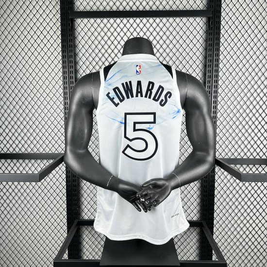 Maillot 5 Edwards Minnesota Timberwolves 2024-25 City Edition Blanc - Cliquez sur l'image pour la fermer