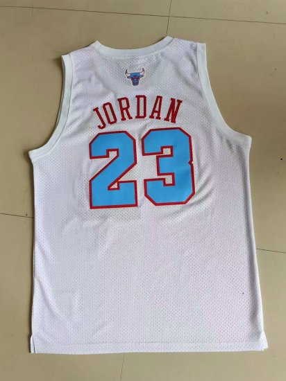 Maillot Basket 23 Jordan bulls M&N Blanc Bleu - Cliquez sur l'image pour la fermer