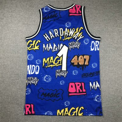 Maillot de Basket 1 Hardaway Magic Graffiti Bleu