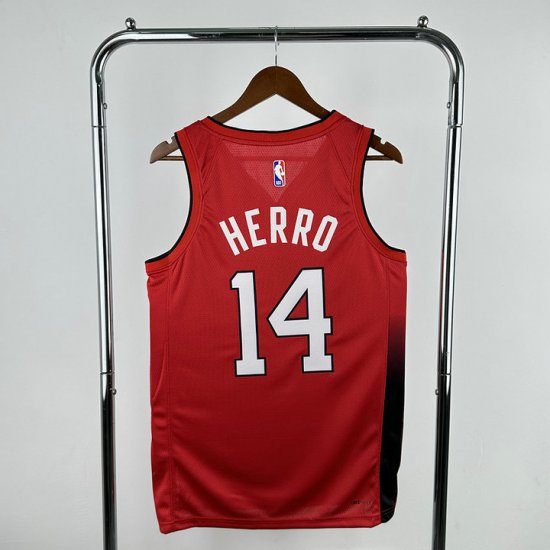 Maillot de Basket 14 Herro Miami Heat 2024-25 City Edition Rouge - Cliquez sur l'image pour la fermer