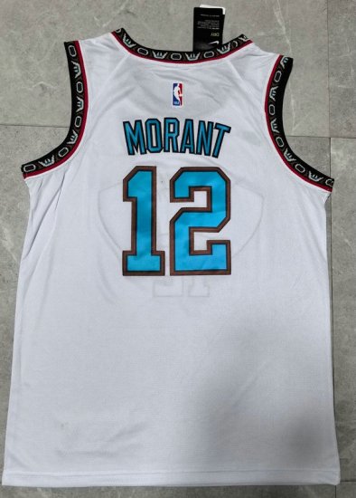 Maillot de Basket 12 Morant Memphis Grizzlies 2024-25 Classic Blanc - Cliquez sur l'image pour la fermer