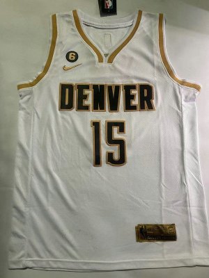 Maillot Basket 15 Jokic Nuggets 2023-24 Blanc Or