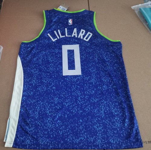 Maillot de Basket Bucks 2024 Lillard 0 City Edition Bleu