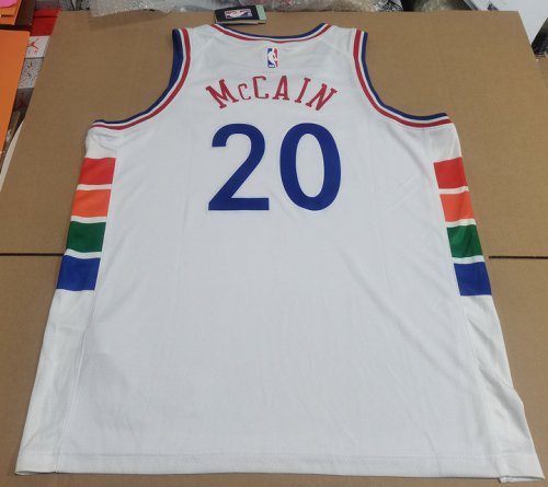 Maillot de Basket NBA 76ers 2025 McCAIN 20 City Edition Blanc