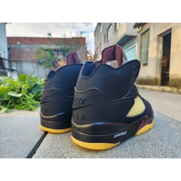 Homme 2025 Basketball Sneakers Nike Air Jordan 5 Retro Noir Jaune