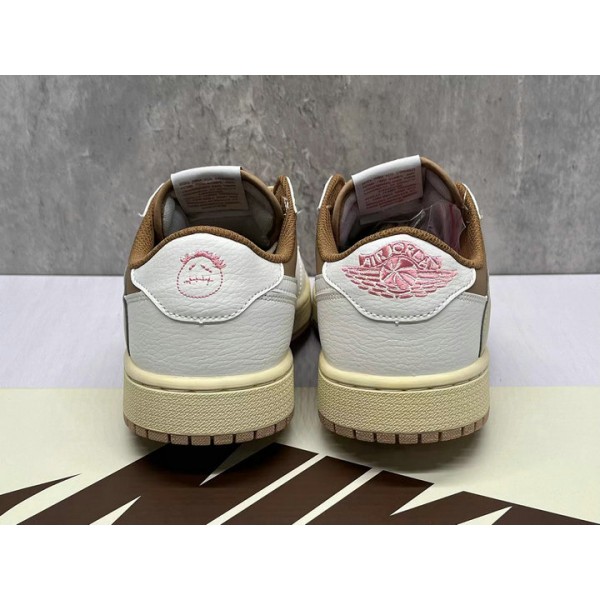 Nike Basketball Chaussures Travis Scott X Jordan 1 Low OG Homme Femme Blanc Marron 36-47